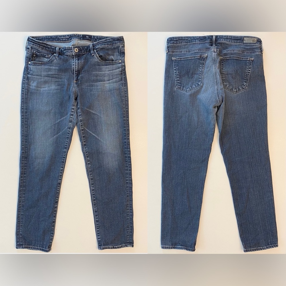 AG Adriano Goldschmied Stevie Capri Slim Straight Denim Jeans Medium Wash Sz 30